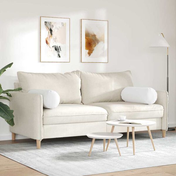 vidaXL Cuscini a rullo 2 pcs Bianco Ø 25 x 70 cm Tessuto