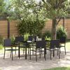 vidaXL Set da Pranzo per Giardino con cuscino 7 pcs Nero polyrattan