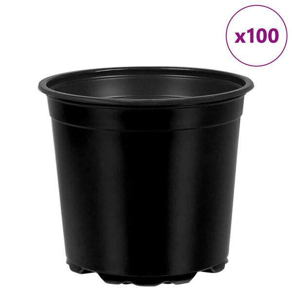 vidaXL Vaso per Fiori 100 pcs Nero &Oslash; 15 x 13 cm Plastica