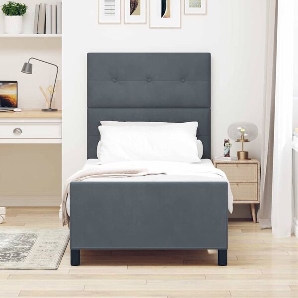 vidaXL Letto a molle con testiera Grigio scuro 80 x 200 cm Velluto