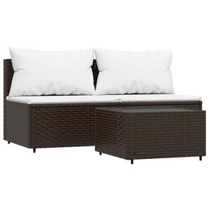 vidaXL Set Mobili da Giardino 3 pz con Cuscini in Polyrattan Marrone