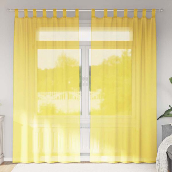 vidaXL Tende in Voile con Passanti 2 pz Giallo 140x245 cm