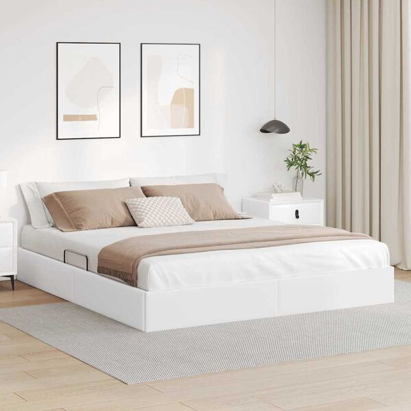 vidaXL Letto con Contenitore Bianco Puro 180 x 200 cm Pelle sintetica