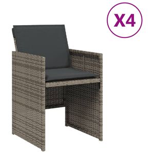 vidaXL Sedie da Giardino con Cuscini 4pz Grigio in Polyrattan