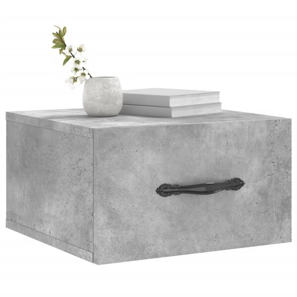 vidaXL Comodino a Muro Grigio Cemento 35x35x20 cm