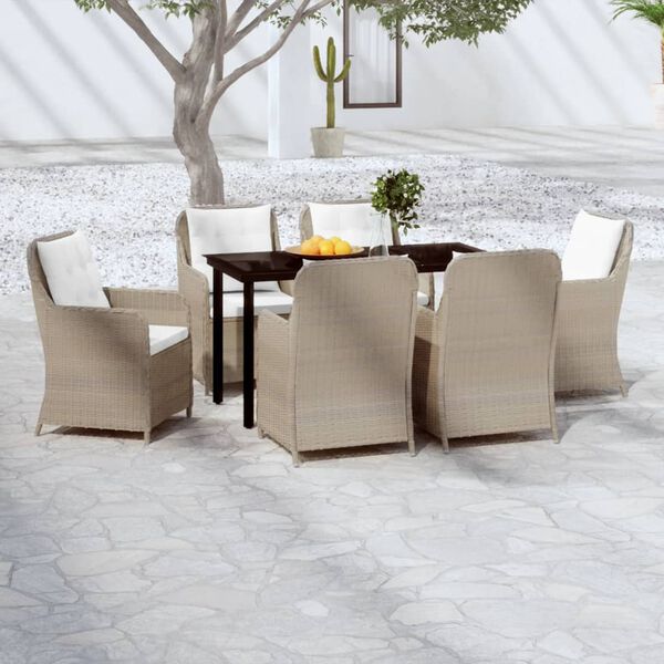 vidaXL Set da Pranzo da Giardino 7 pz Marrone