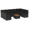 vidaXL Set Divani da Giardino 10pz con Cuscini in Polyrattan Nero
