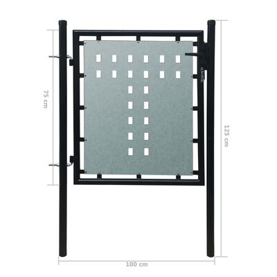 vidaXL Cancello per Recinzione Singolo Nero 100 x 125 cm