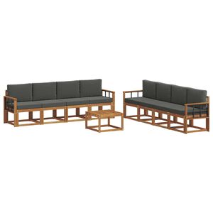 vidaXL Set di divani da esterno con cuscino 9 pcs Naturale e Antracite