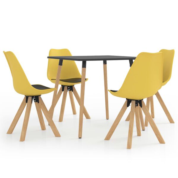 vidaXL Set da Pranzo 5 pz Nero e Giallo