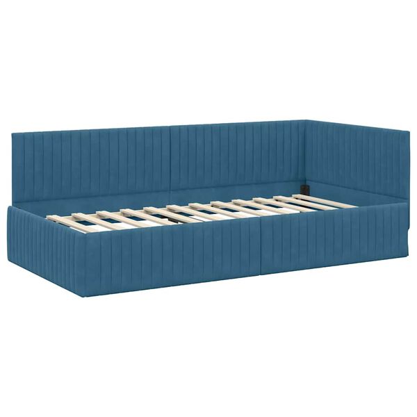 vidaXL Cornice del letto ad angolo Blu 100 cm x 200 cm Velluto
