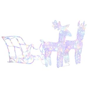 vidaXL Decorazione Natalizia Renne e Slitta 160 LED 130 cm in Acrilico