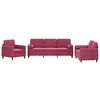 vidaXL Set di Divani 3 pz con Cuscini Rosso Vino in Velluto