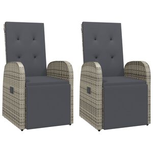 vidaXL Sedie Reclinabili da Giardino con Cuscini 2pz Grigio Polyrattan