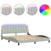 vidaXL Giroletto con LED senza Materasso Hanko Grigio Chiaro 183x213 cm in Velluto