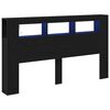 vidaXL Testiera LED con lo scaffale Rovere Nero 180 x 18,5 x 103,5 cm