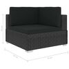 vidaXL Set Divani da Giardino 7 pz con Cuscini in Polyrattan Nero