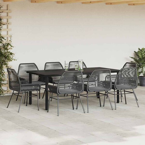 vidaXL Set da Pranzo da Giardino 9 pz con Cuscini Polyrattan Vetro