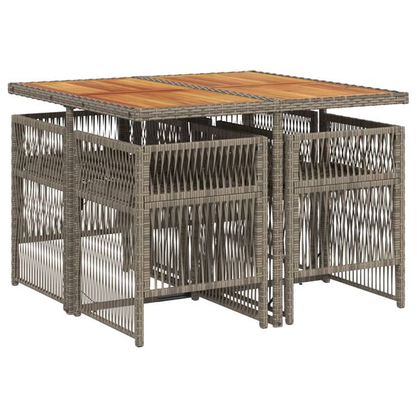 vidaXL Set da Pranzo da Giardino 5 pz con Cuscini in Polyrattan Grigio