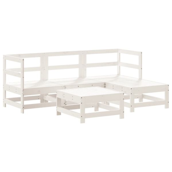 vidaXL Set Salotto da Giardino 5 pz Bianco in Legno Massello di Pino