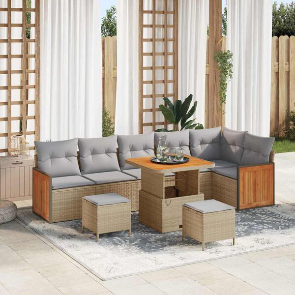 vidaXL Set Divano da Giardino 11 pcs Beige e Grigio Chiaro polyrattan