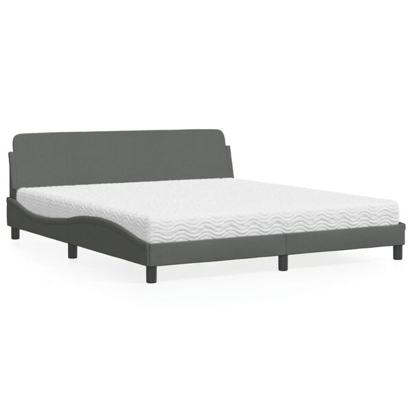 vidaXL Letto con Materasso Dover Grigio Scuro 180x200 cm Tessuto