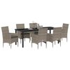 vidaXL Set da Pranzo per Giardino con cuscino 7 pcs Grigio polyrattan