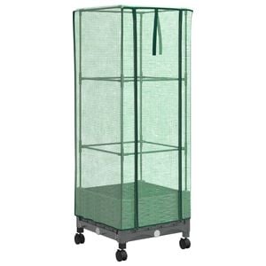 vidaXL Vaso da Giardino con Copertura per Serra e Ruote Grigio Chiaro