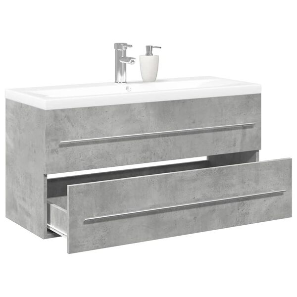 vidaXL Set Mobili da Bagno 2 pz Grigio Cemento in Legno Multistrato