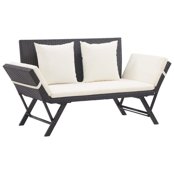vidaXL Panca da Giardino con Cuscini Nera 176 cm in Polyrattan