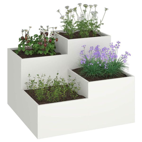 vidaXL Vaso da giardino Bianco 100 x 100 x 60 cm Acciaio