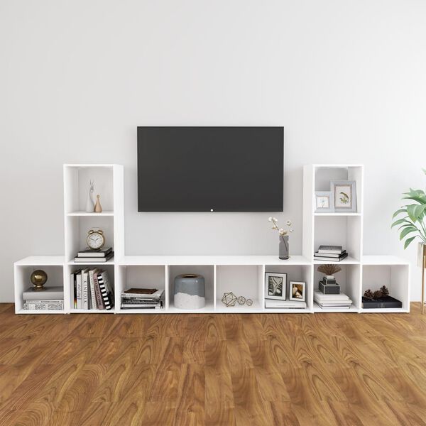 vidaXL Set Mobili Porta TV 5 pz Bianco in Legno Multistrato