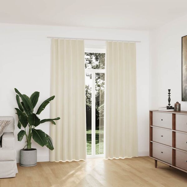 vidaXL Tende Oscuranti con Ganci 2 pz Crema in Velluto 140x225 cm