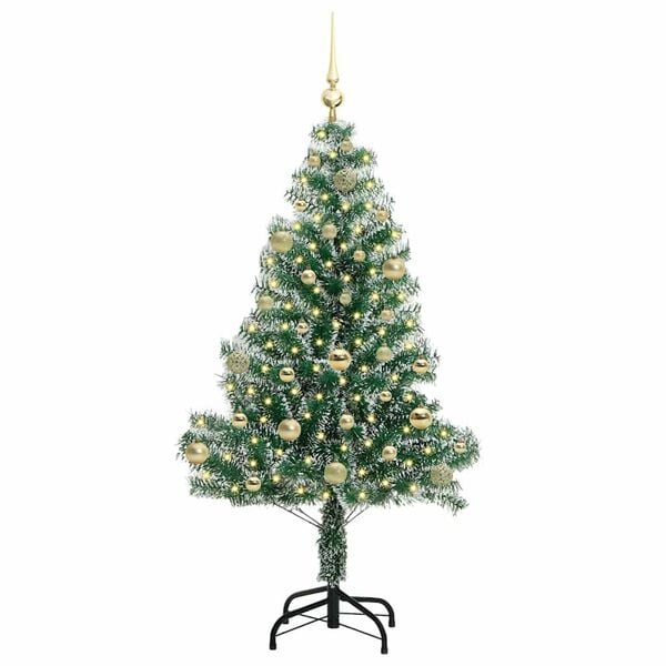 vidaXL Albero di Natale Artificiale Imbiancato con Luci LED 150 cm