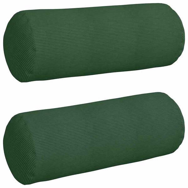 vidaXL Cuscini a rullo 2 pcs Verde Scuro Ø 25 x 70 cm Tessuto in Cords