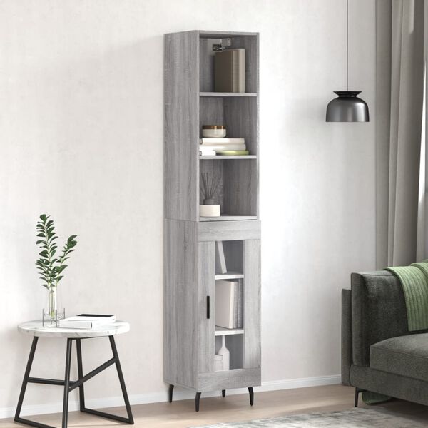 vidaXL Credenza Grigio Sonoma 34,5x34x180 cm in Legno Multistrato