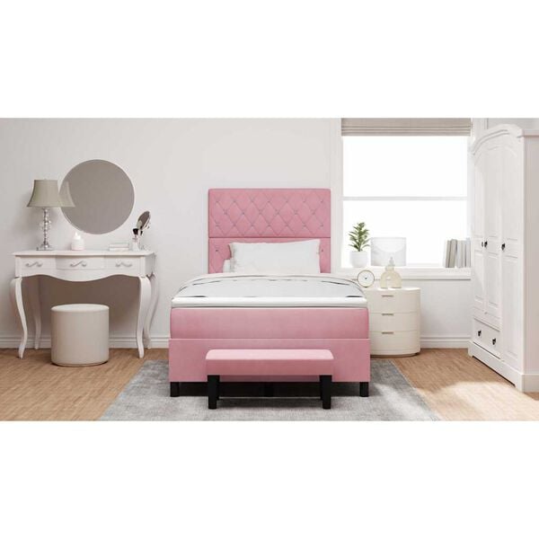 vidaXL Letto a molle con materasso Rosa 120 x 190 cm Velluto