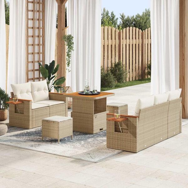 vidaXL Set Divano da Giardino 10 pcs Beige e Crema polyrattan