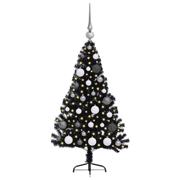 vidaXL Albero di Natale artificiale con luci integrate Nero 120 cm PVC