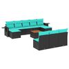 vidaXL Set Divani da Giardino 11 pz con Cuscini Nero in Polyrattan