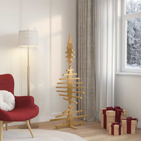 vidaXL Albero di Natale in legno Marrone 150 cm Legno di pino massello