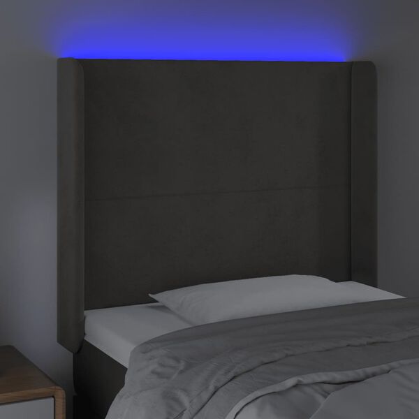 vidaXL Testiera a LED Grigio Scuro 103x16x118/128cm in Velluto