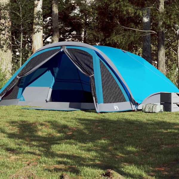 vidaXL Tenda Familiare Cabina per 6 Persone Blu Impermeabile