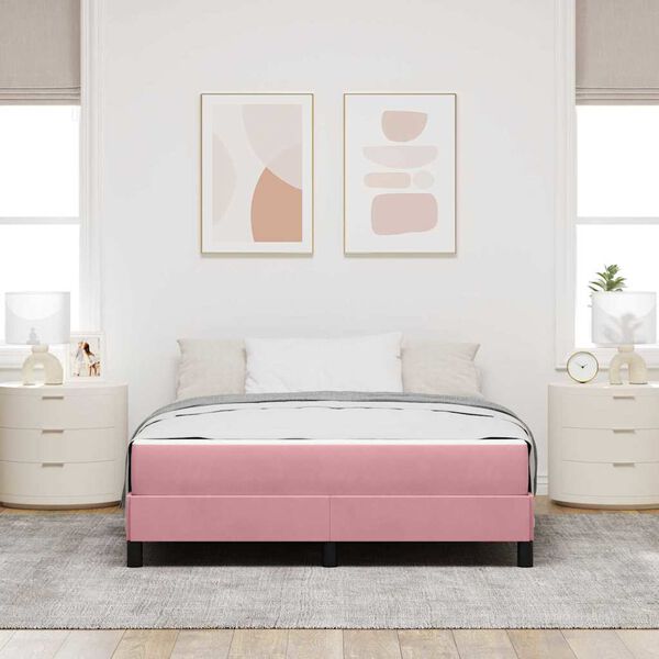 vidaXL Letto a molle con materasso Rosa 140 x 220 cm Tessuto