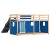 vidaXL Letto a Castello con Scivolo e Tende Blu 90x200 cm