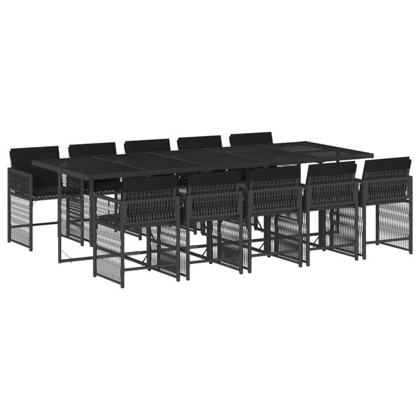 vidaXL Set da Pranzo da Giardino 11 pz con Cuscini in Polyrattan Nero