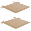 vidaXL Sedie da Giardino con Cuscini Beige 2 pz in Massello di Teak