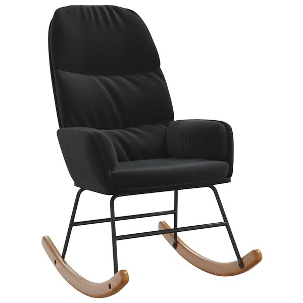 vidaXL Sedia a Dondolo Nera in Velluto
