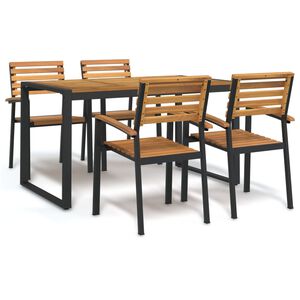 vidaXL Set Pranzo da Giardino 5 pz Legno Massello di Acacia e Metallo