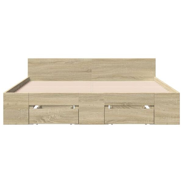 vidaXL Giroletto Cassetti Rovere Sonoma 120x190 cm Legno Multistrato